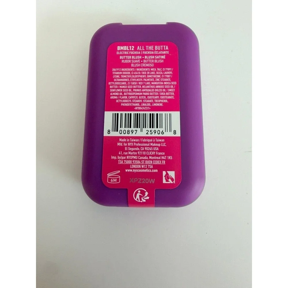 NYX Buttermelt Blush Womens 0.17oz All The Butta Electric Fuchsia BMBL12 NWT